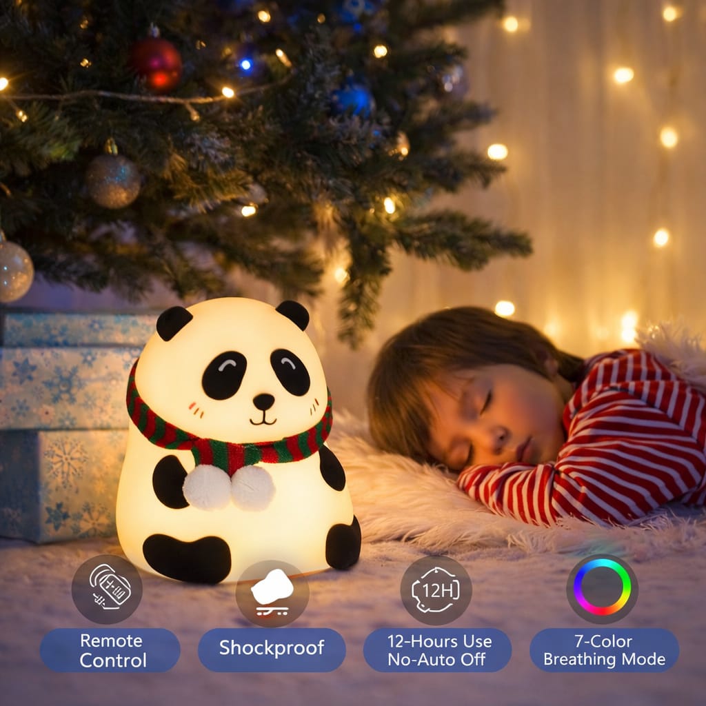 Luminous Panda Squishy Lamp – 7-Color Changing Silicone Night Light (USB Rechargeable)